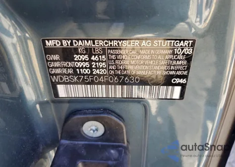 2004 Mercedes-Benz Sl 500 z USA, uszkodzony, nr VIN WDBSK75F04F067630